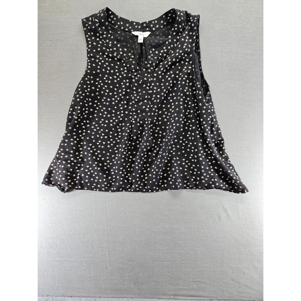 Croft & Barrow Womens XXL Black White Shell Print Sleeveless Split Neck Blouse